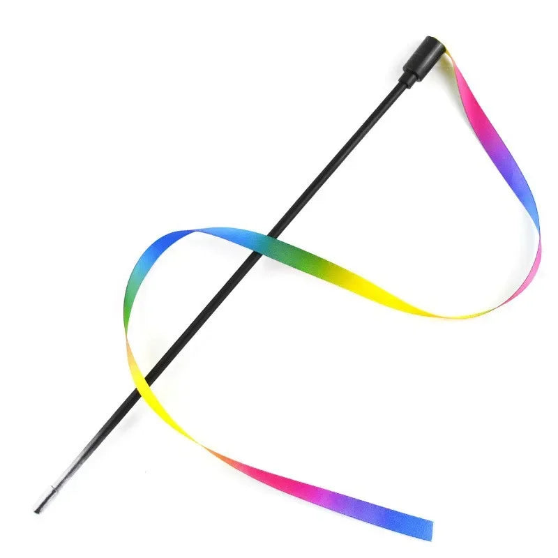 Interactive Cat Teaser Wand with Satin Ribbon – 19 in (49 cm) Rod & 47 in (120 cm) Ribbon Kitten Teaser Toy