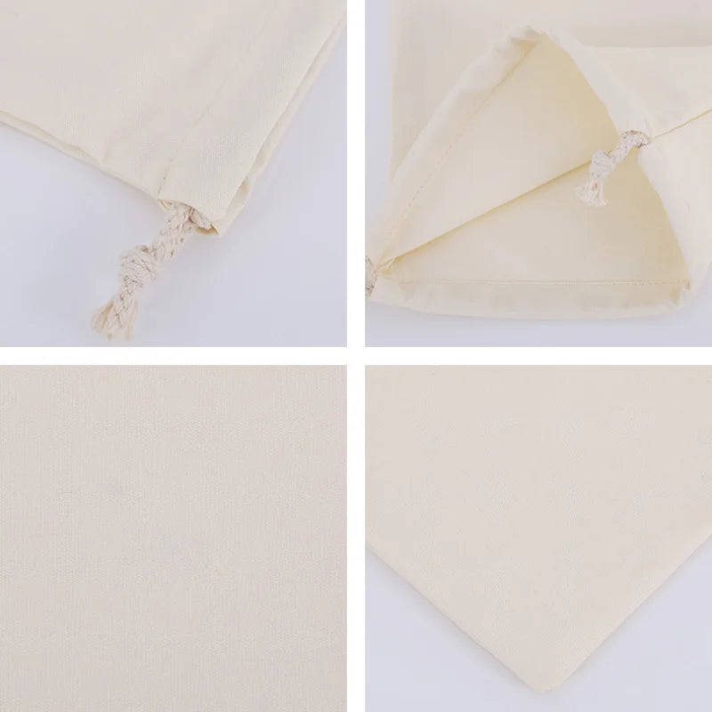 Cotton Drawstring Canvas Bags - White Reusable Gift & Storage Pouches for Candy, Jewelry, Travel and Home Organization
