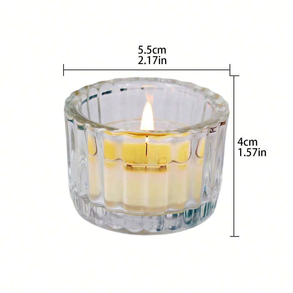 2-Pack Clear Glass Tealight Candle Holders – Small Mini Candlestick Table Centerpiece for Wedding, Home & Party