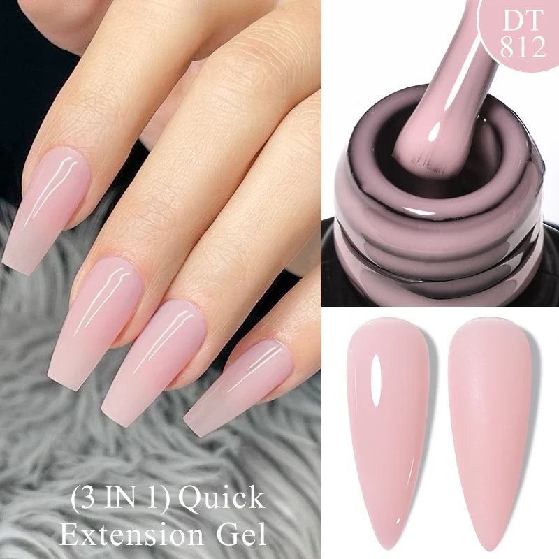 7ml Quick Extension Gel Nail Polish – Glitter Pink, Gold, Purple, Milky White | UV/LED Builder Gel for Nail Extensions
