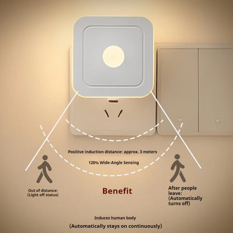 4-Pack LED Motion Sensor Night Lights Plug-In for Hallway Bedroom Staircase Kitchen Bathroom