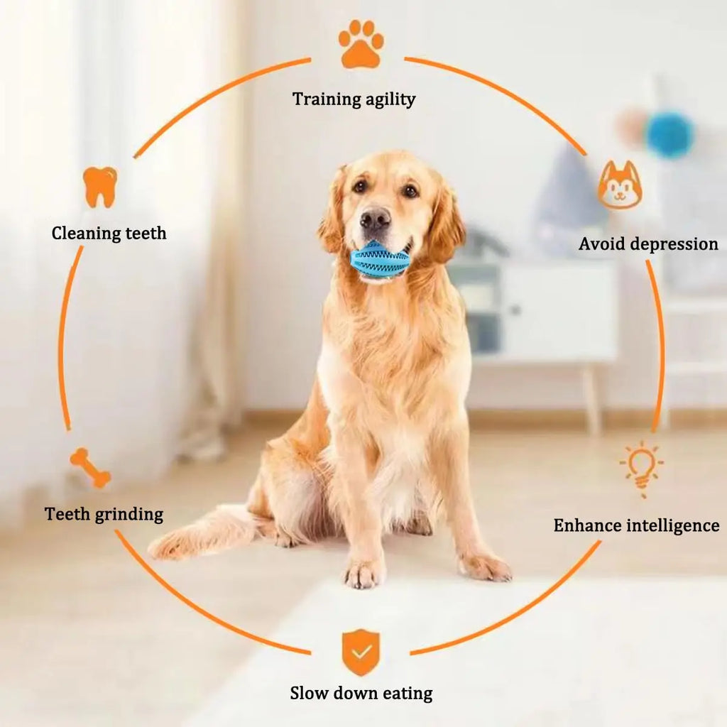 Natural Rubber Dog Chew Toy — Durable Treat-Dispensing Teeth-Cleaning Interactive Ball (9cm/3.5in & 11cm/4.3in)