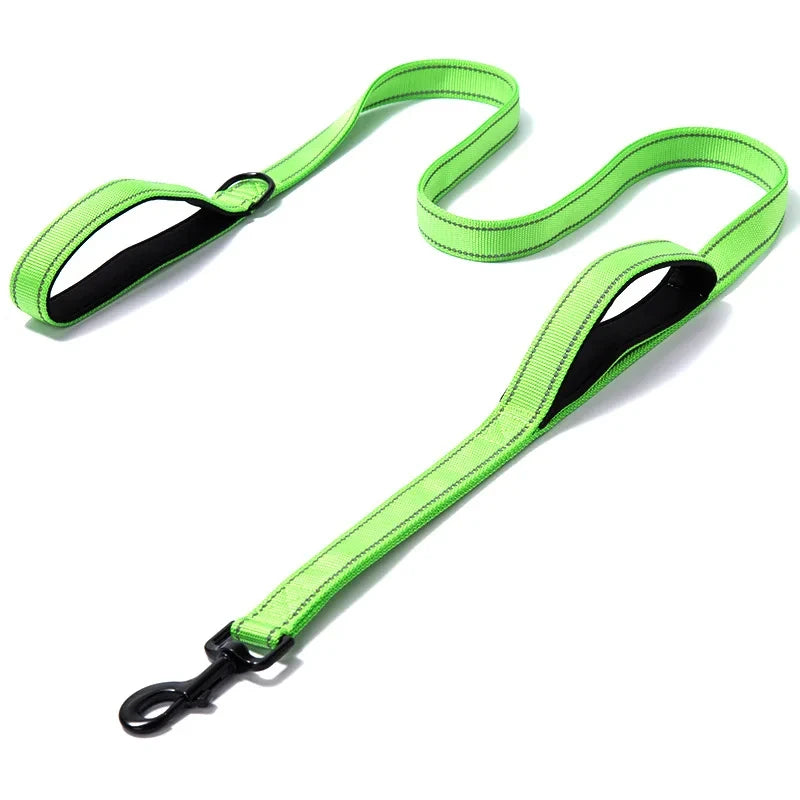 Heavy Duty Double Handle Dog Leash - Dual Handle Training Lead for Outdoor Travel & Greater Control