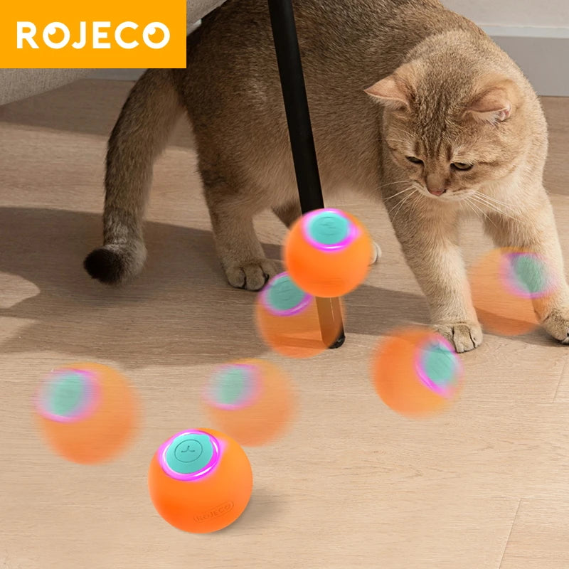 Interactive LED Rechargeable Cat Rolling Ball Toy - Automatic Self-Moving Bouncing Ball (42mm / 1.65 in)