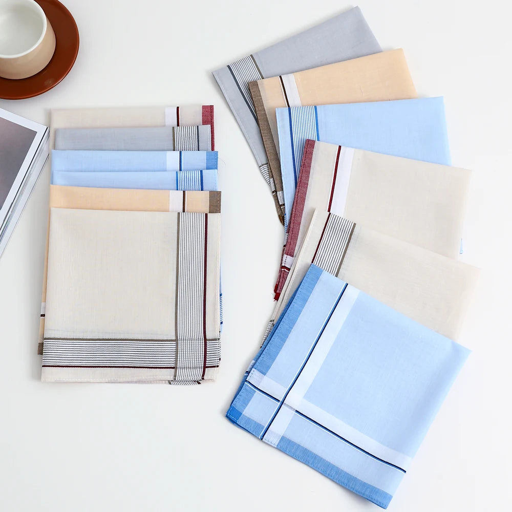 12-Pack Men's Pure Cotton Handkerchiefs Classic Plaid Pocket Squares for Suits & Wedding Favors