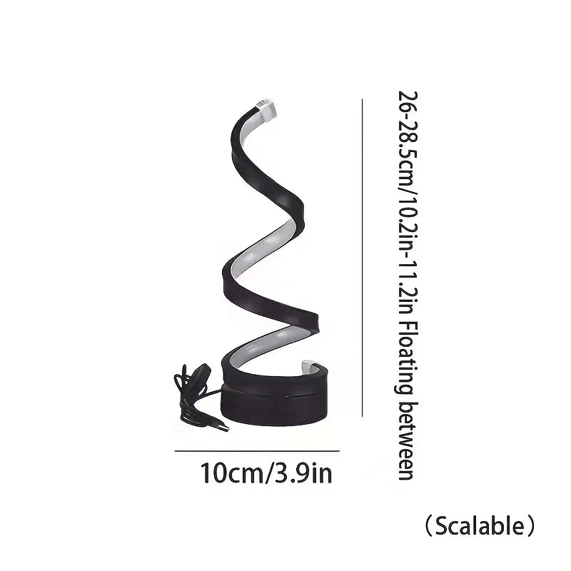 USB Plug-In Spiral LED Night Light – Dimmable 3-Color Adjustable Bedside Desk Lamp for Bedroom, Living Room, Office