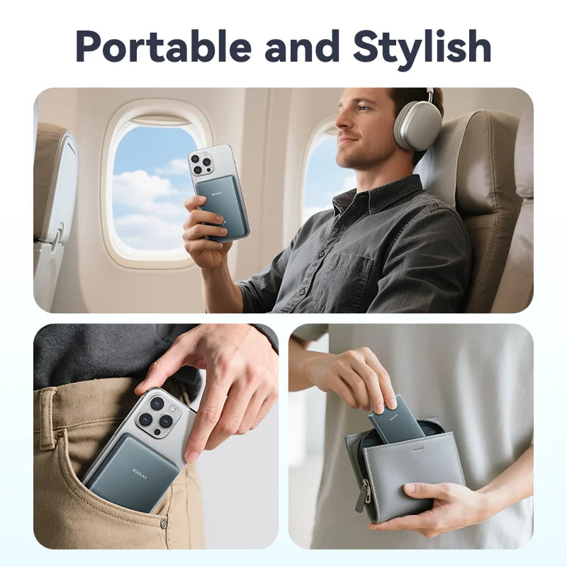 Magnetic Qi2 Power Bank 10000mAh 15W Wireless Portable Fast Charger with USB-C for Smartphones