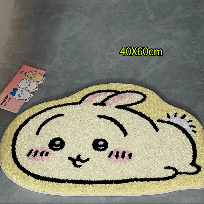 Anime Hachiware Usagi Plush Floor Rug - Non-Slip Bath, Car & Living Room Mat