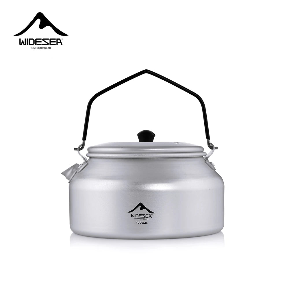 1L Aluminum Camping Kettle Lightweight Portable Travel Kettle with Detachable Handle