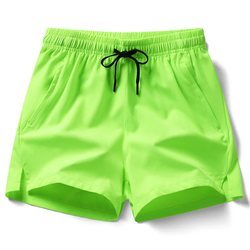 Unisex Lightweight Running Shorts with Zipper Pockets - Quick-Dry Athletic and Beach Shorts