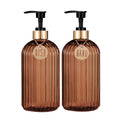 Amber Refillable Dish & Hand Soap Dispenser Bottle 500ml (16.9oz) Pump for Kitchen and Bathroom