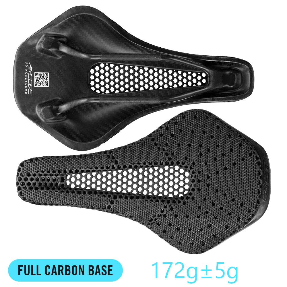 Full Carbon 3D-Printed Bike Saddle – Ultralight Breathable Honeycomb Road & MTB Seat
