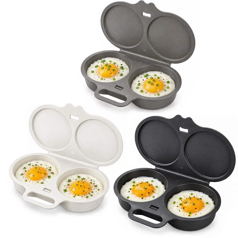 Microwave Double Cavity Silicone Egg Poacher – Food-Grade Non-Stick Oil-Free Egg Steamer, Reusable Kitchen Mold