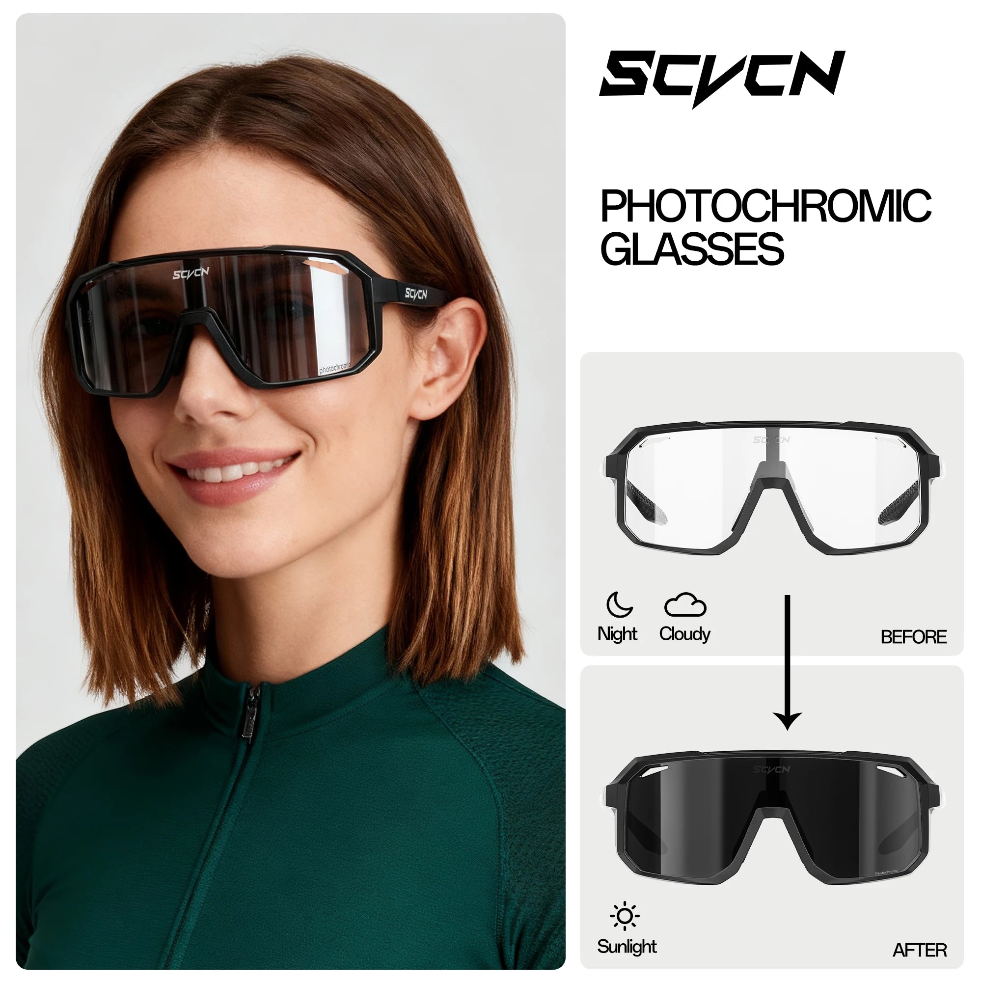 MTB Cycling Sunglasses for Men and Women Photochromic UV400 Road & Mountain Bike Goggles