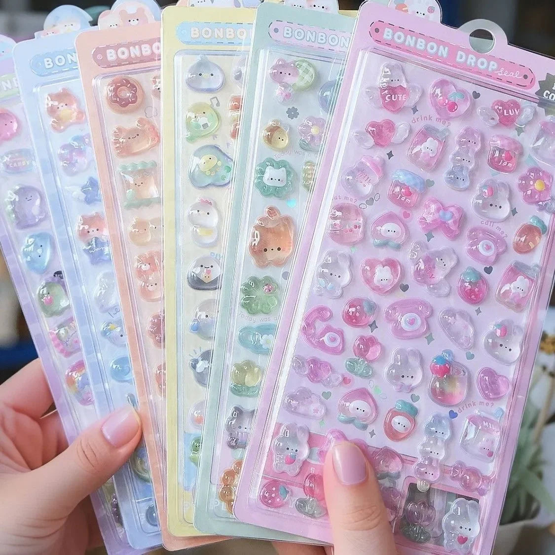 3D Jelly Cartoon Animal Stickers Candy Ghost & Rabbit Aesthetic for Phone Case, Diary & Stationery