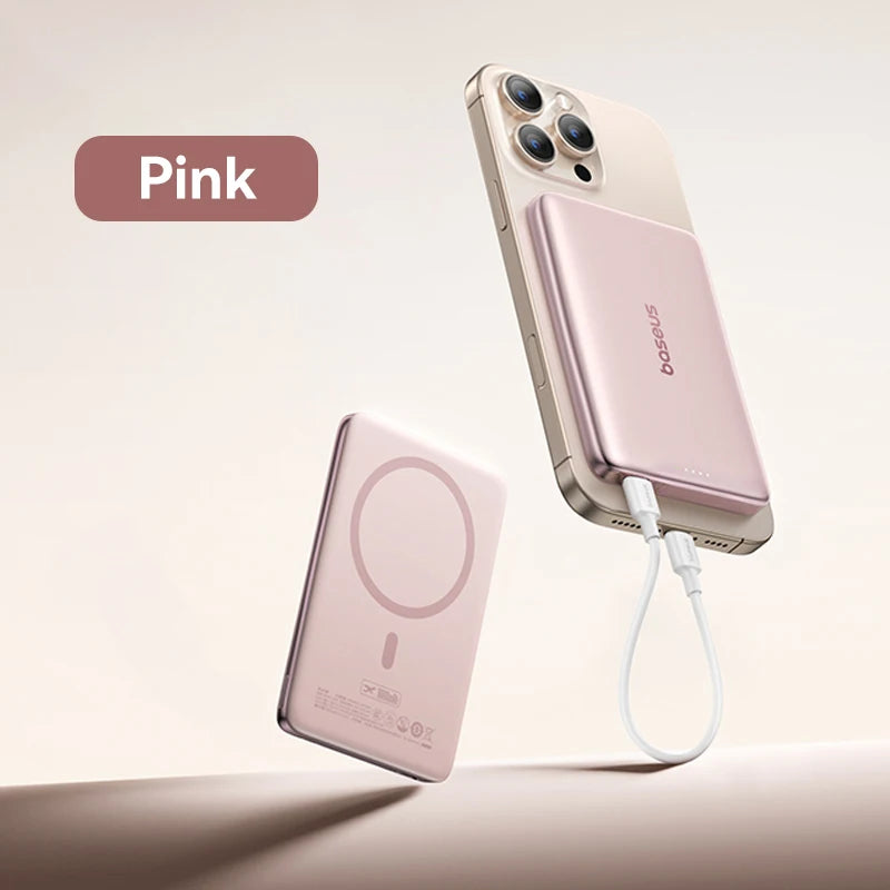Card-Size Magnetic Power Bank 5,000mAh & 10,000mAh — PD Fast Charge 20W / 27W, 15W Magnetic Wireless Charger for Smartphones