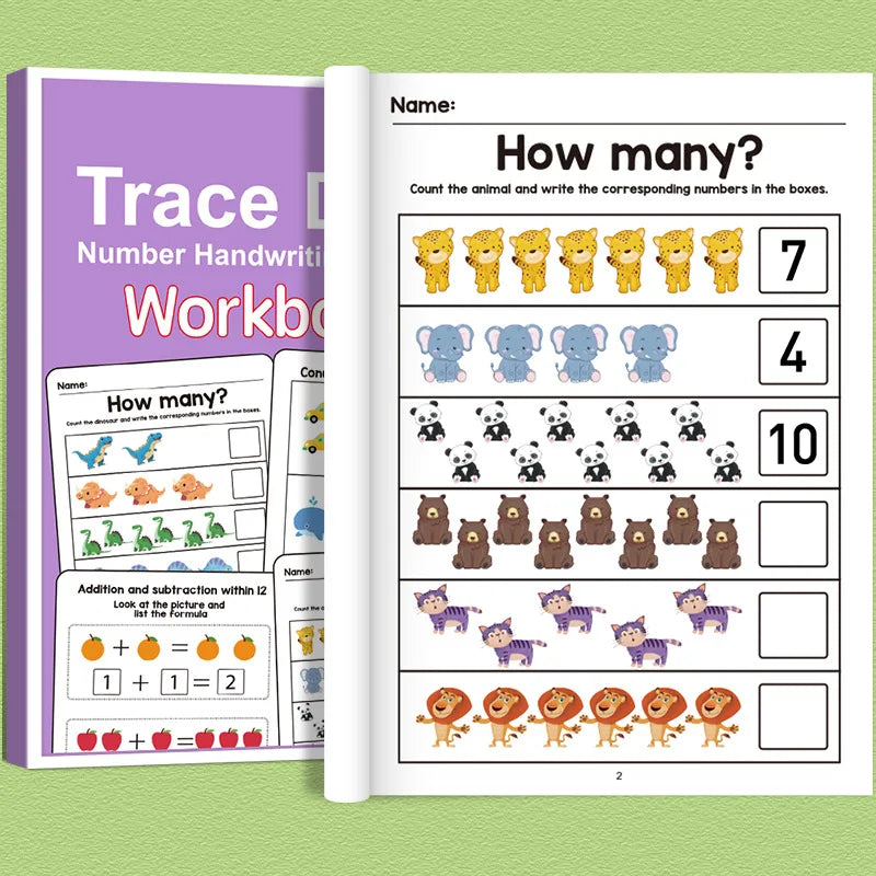 Interactive Math Workbook for Preschool & 1st Grade - Counting, Addition & Subtraction Within 10, Number Relationships, Visual Learning Activities for Home and Classroom