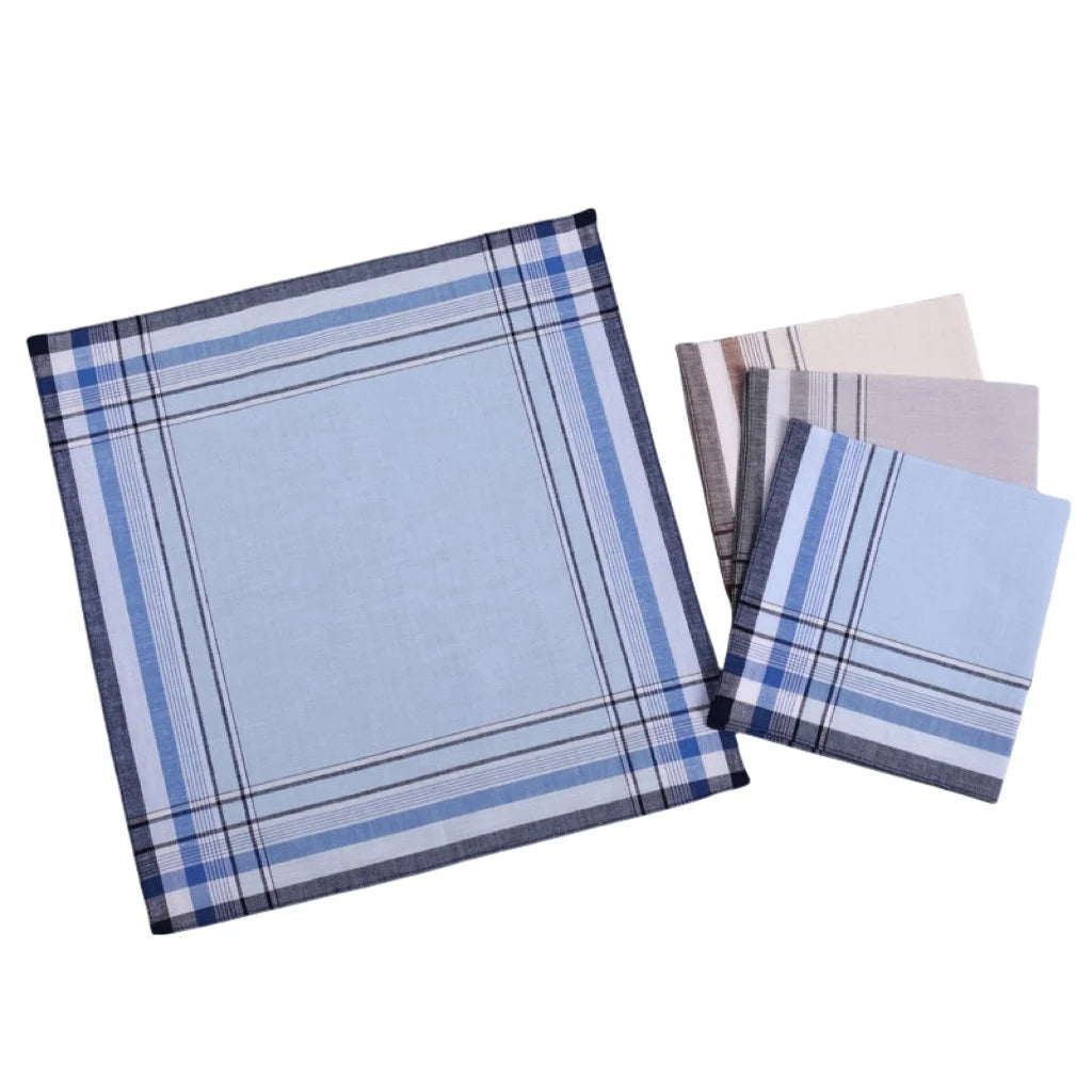6-Pack Pure Cotton Plaid Handkerchiefs 15.7 x 15.7 in (40 x 40 cm) Absorbent Unisex Sweat-Wiping Cloths for Wedding Favors, Table Mats & Outdoor Use