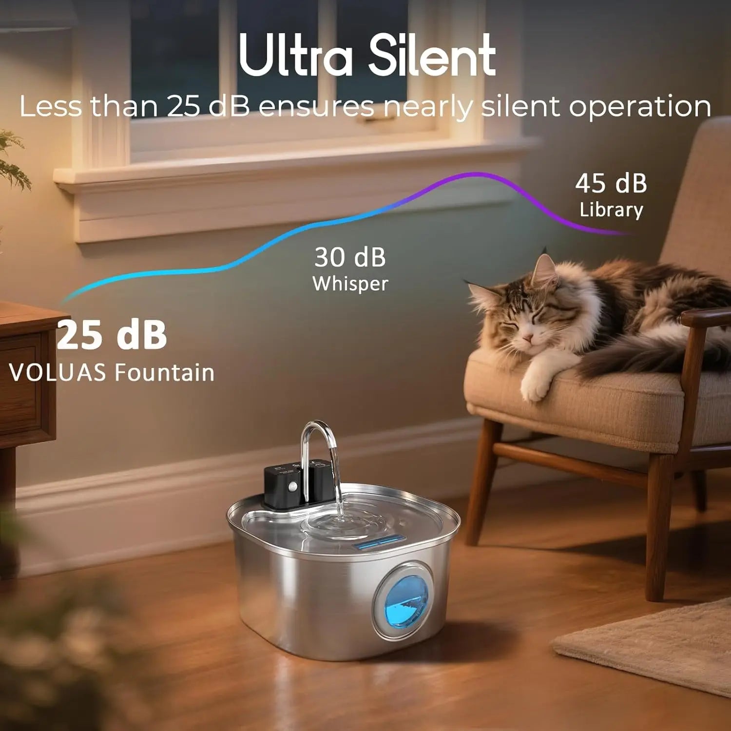 3L Stainless Steel Automatic Pet Water Fountain - Wireless Rechargeable Sensor for Cats & Dogs