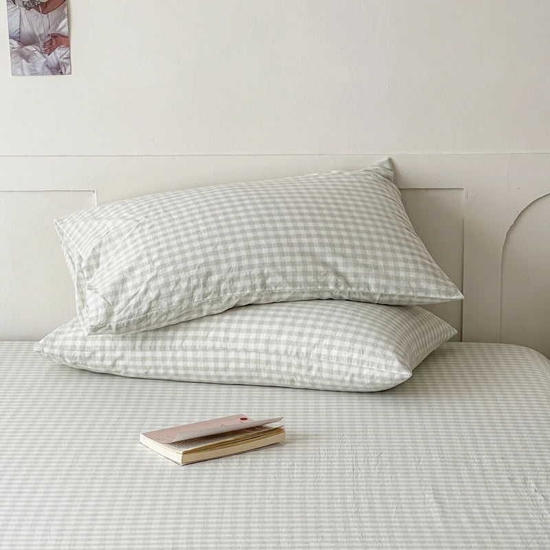 2-Pack 100% Cotton Pillowcases 48 x 74 cm (18.9 x 29.1 in) - Striped Pillow Covers, Skin-Friendly