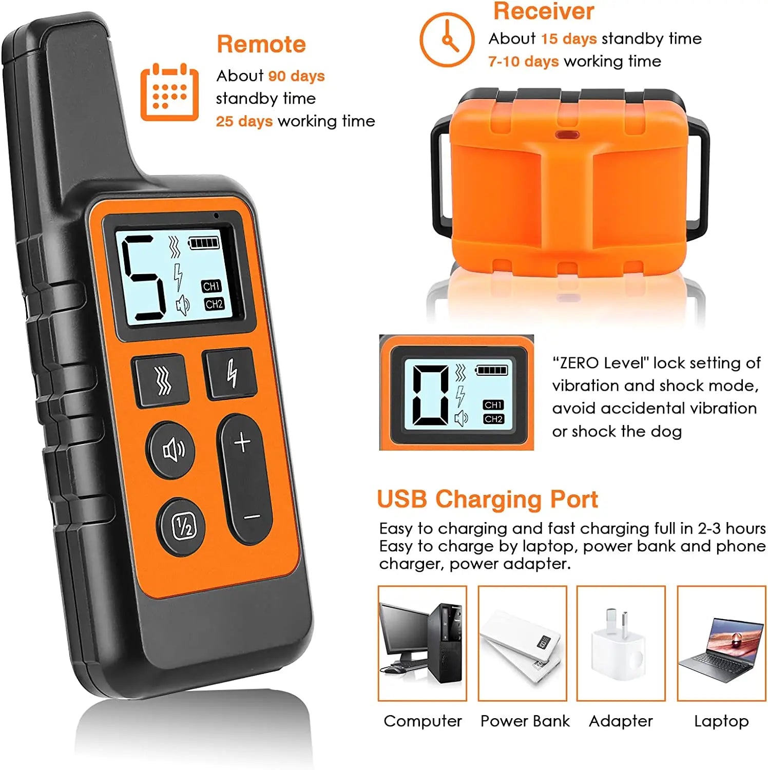 Waterproof Remote Dog Training Collar – 500m Range Rechargeable with Shock, Vibration & Tone, Adjustable 14–27 in (35–69 cm)