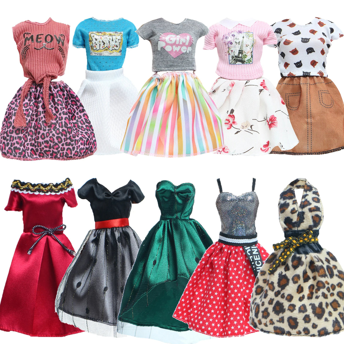 Handmade 1/6 Scale Doll Outfits - 3 or 5-Pack Casual Dresses, Blouses, Skirts & Pants for 11.5–12 in (29–30.5 cm) Dolls