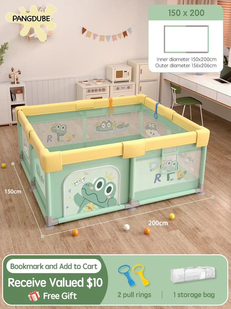 Panda Baby Playpen Kids Play Fence & Activity Gym — 4 Sizes (59×70, 59×78, 70×78, 78×78 in | 150×178–198×198 cm)
