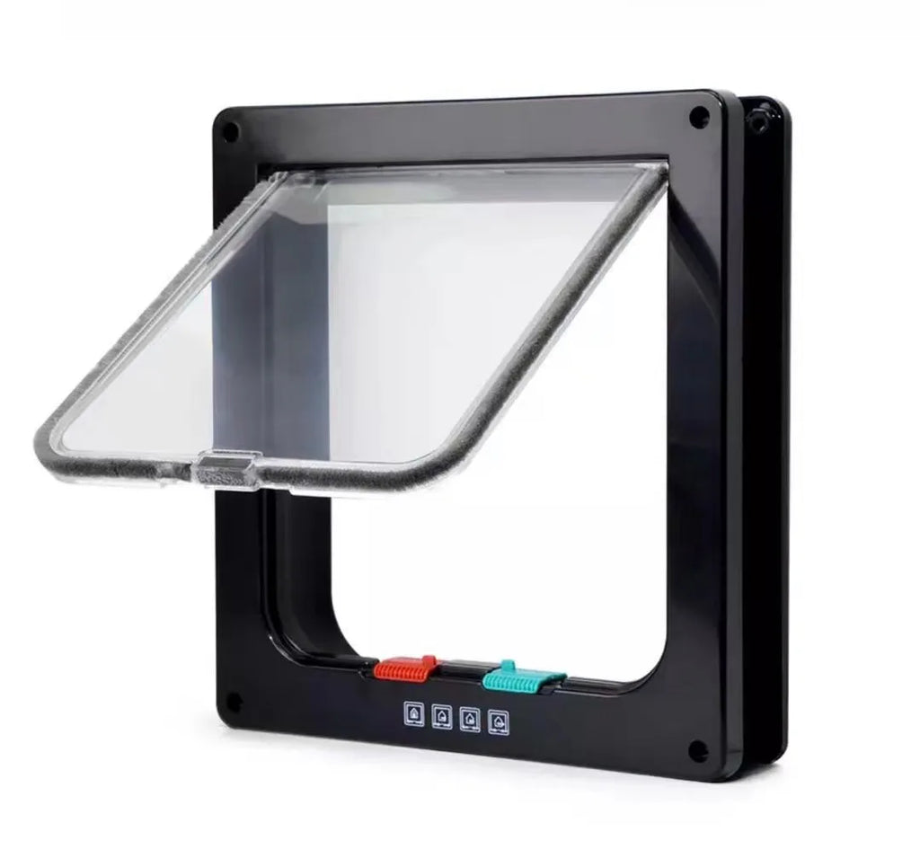 Weatherproof 4-Way Locking Cat Door Pet Flap – Up to 20 lb (9 kg) | For Interior Doors, Cabinets & Garage (4 Sizes)