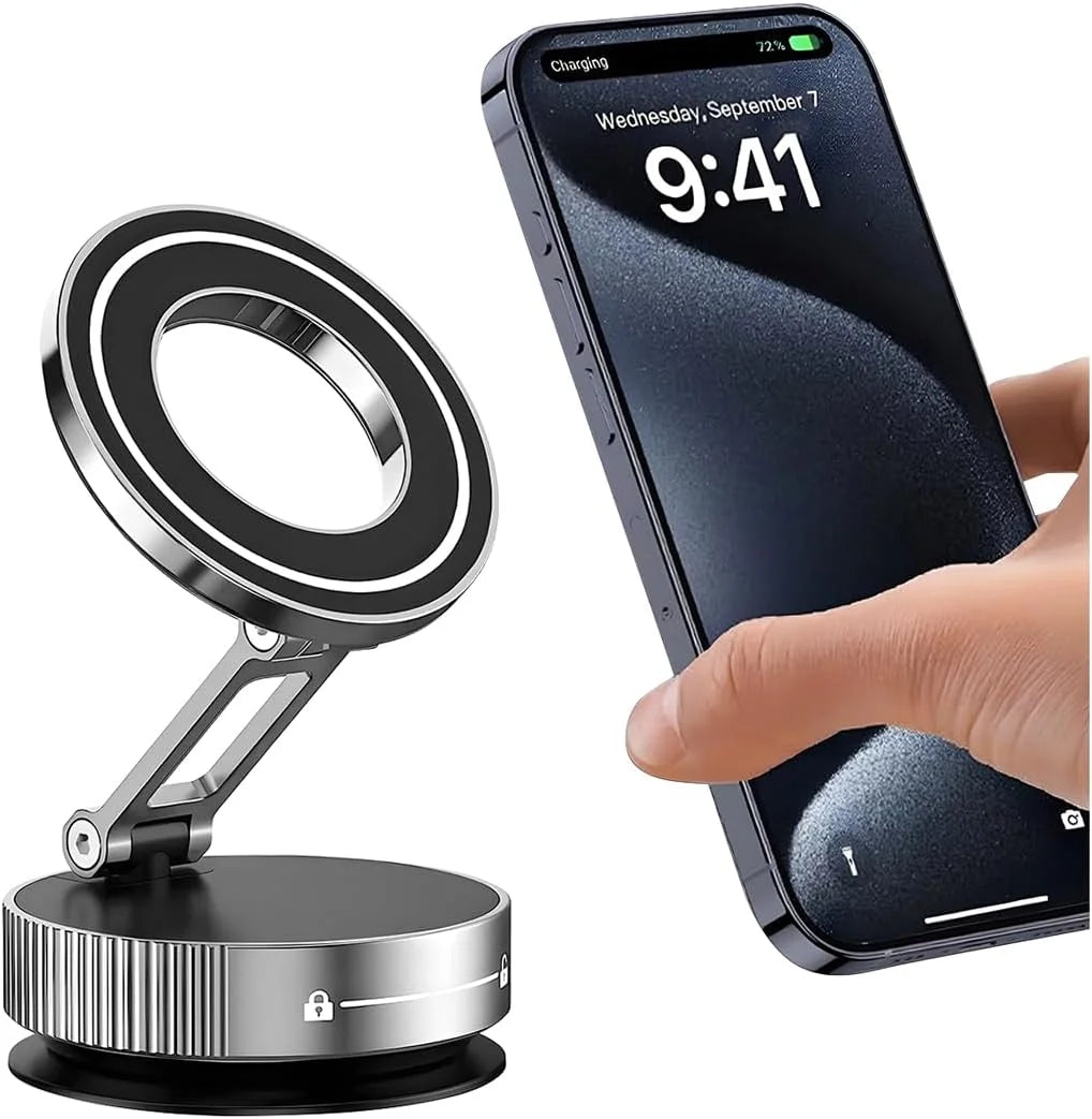 Upgraded Nano Gel Suction Cup Magnetic 360° Car Phone Mount – 110 lb (50 kg) Reinforced Vacuum Holder