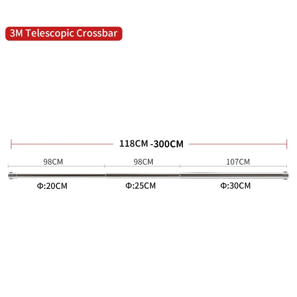 Universal Telescopic Background Crossbar 2m/3m (6.6 ft/9.8 ft) Adjustable Photography Backdrop Stand Boom