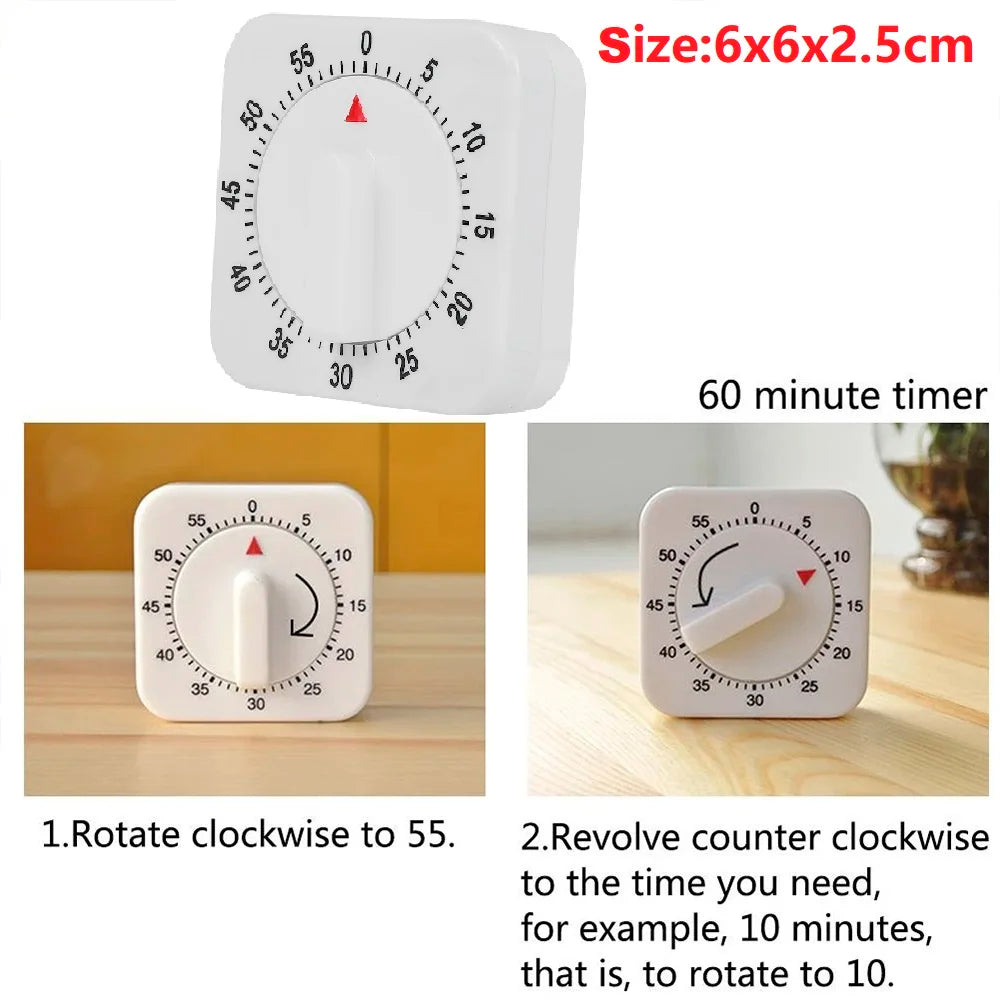 60-Minute Magnetic Kitchen Timer – Mechanical Manual Countdown Alarm for Cooking, Baking, Study & Fitness