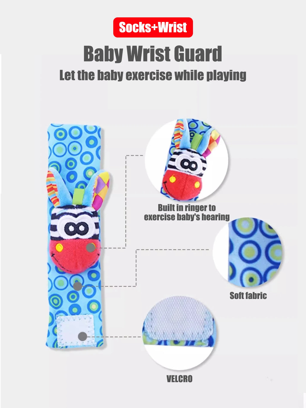 4-Pack Baby Wrist Rattle Socks for Newborns 0-12 Months Unisex Infant Sensory Educational Toys