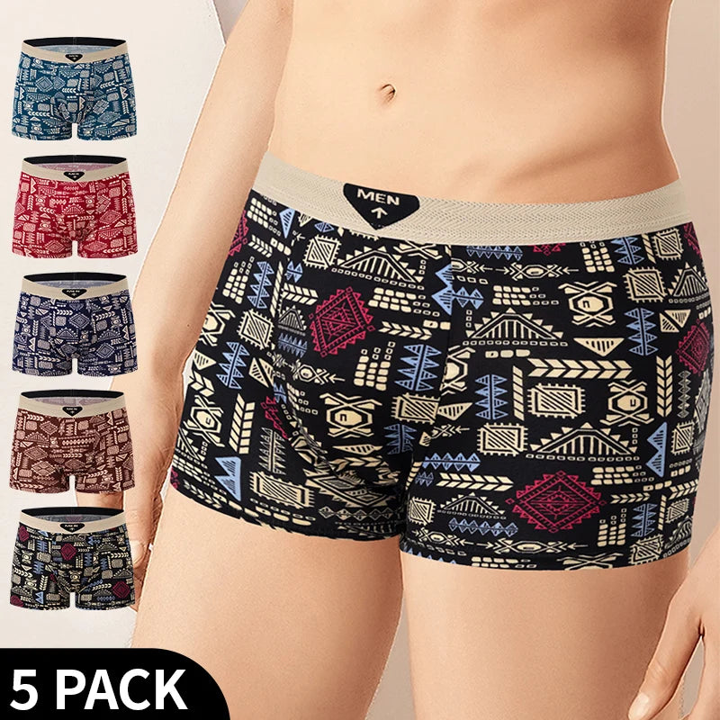 4/5-Pack Men's Printed Boyshort Swim Trunks – Comfortable Plus-Size Beach & Swim Shorts