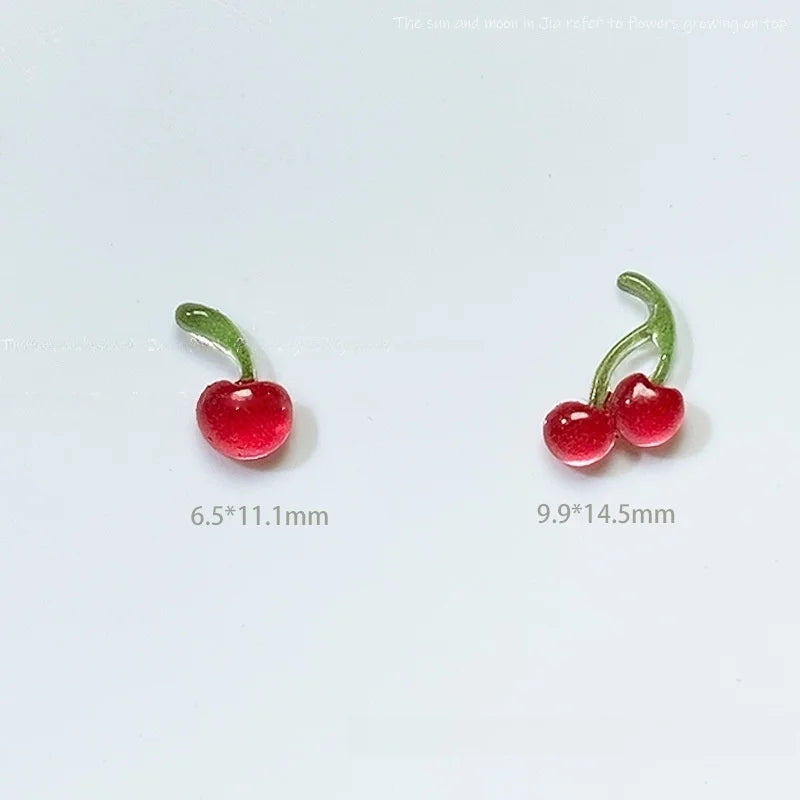 20-Pack 3D Mini Red Cherry Nail Charms Resin Nail Art Decorations for DIY Manicure