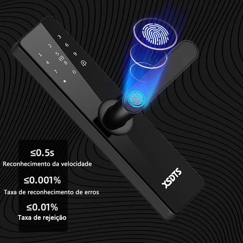 Smart Fingerprint Door Lock WiFi Tuya App — Biometric Keypad, Card & Mechanical Key with USB Emergency Power, Built-In Camera & Doorbell
