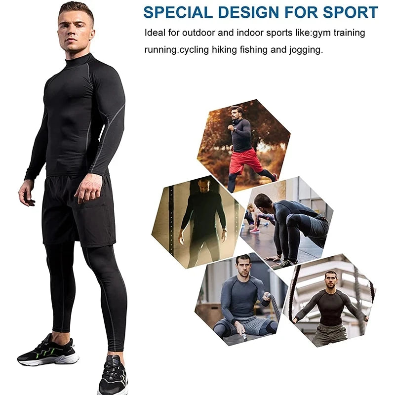 Men's Compression Long Sleeve Quick-Dry Gym Shirt for Running and Fitness Rashguard