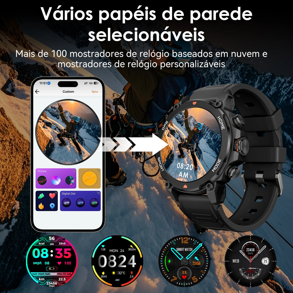 GPS Smartwatch with 1.43'' AMOLED Display, 5ATM, 150+ Sports Modes, Health Monitor, Compatible with Android/iOS