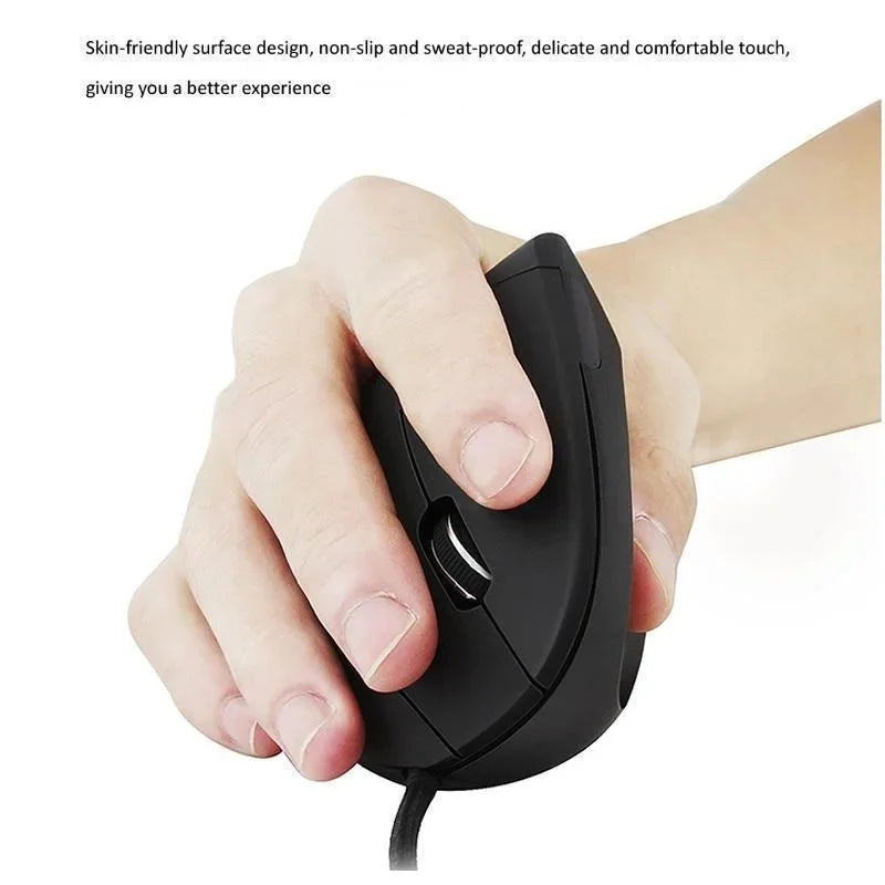 Ergonomic Right-Hand Vertical RGB Wired Optical Mouse for Gaming PC & Laptop