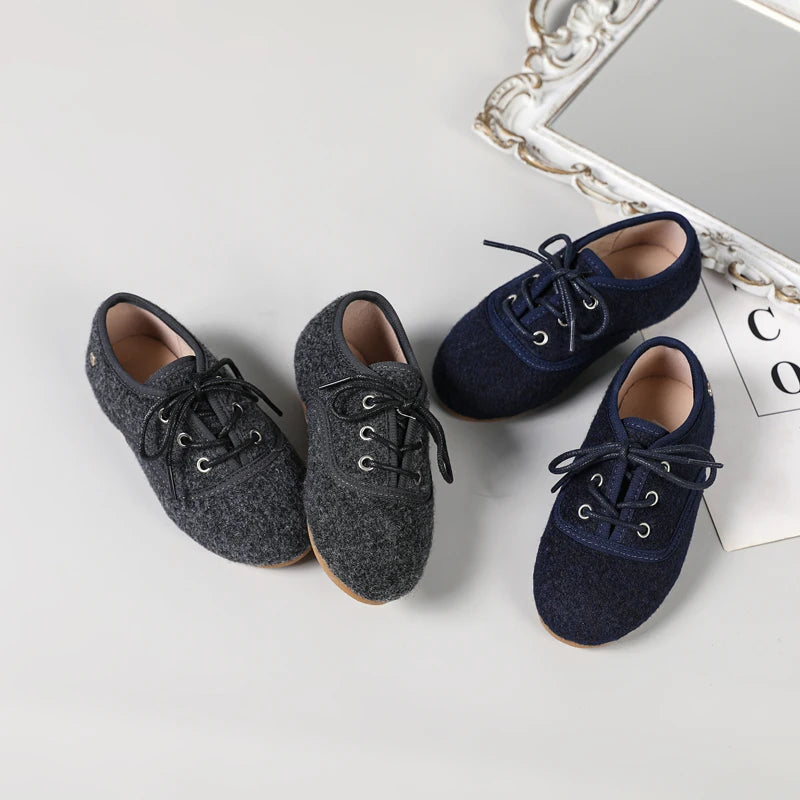Kids Gray Slip-On Mary Jane Flats – Toddler & Children Oxford Platform Party Shoes (Size 21–37 • 13–22.5 cm / 5.12–8.86 in)