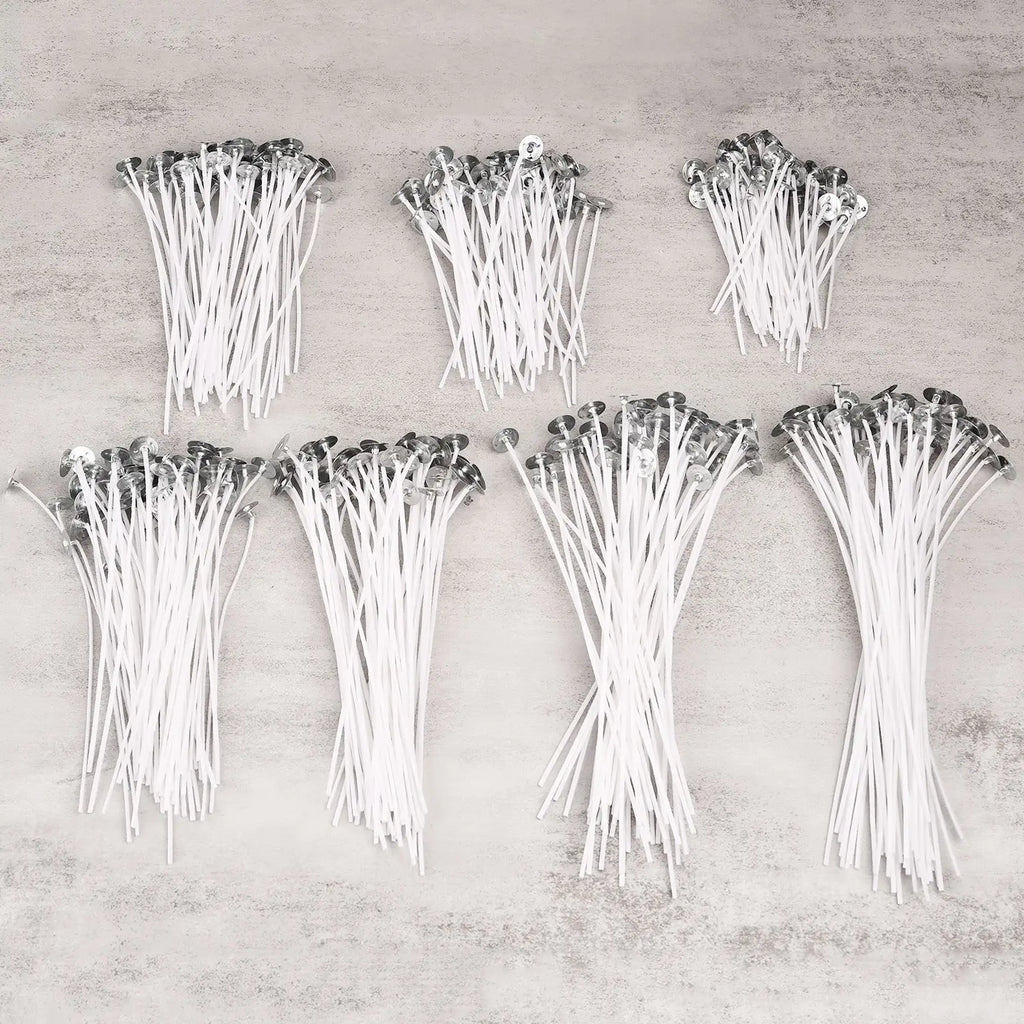 Pre-Waxed Pure Cotton Candle Wicks — 50/100 Pack, Smokeless DIY Candle Wicks, Multiple Lengths 2.6–20 cm (1.0–7.9 in)