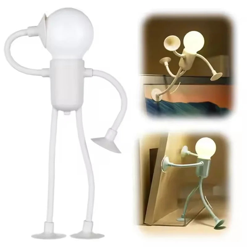 Mini Poseable Athlete Night Light with Suction Cup - Battery-Operated One-Touch Desk & Nursery Lamp