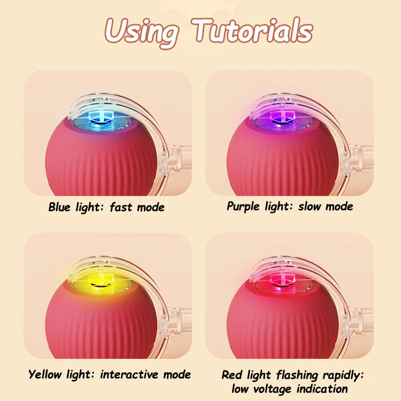 2-Pack Rechargeable Interactive Rolling Cat Ball Toys with Faux Tail Mouse-Imitating Automatic Smart Pet Toy