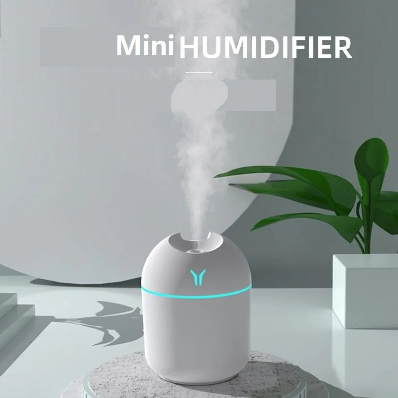 250ml (8.45 fl oz) USB Mini Humidifier & Essential Oil Diffuser for Home and Car — Ultrasonic Quiet Aroma Diffuser with LED Color Light