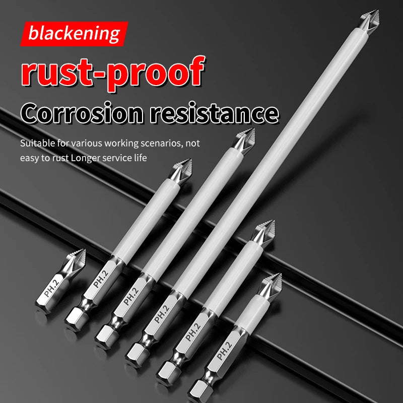 6-Piece Magnetic Phillips Screwdriver Bit Set — S2 Alloy 1/4 in (6.35 mm) Hex Shank for Electric Screwdrivers & Drills