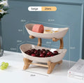 2/3-Tier Wooden Fruit Stand - Modern Snack & Candy Tray, Dried Fruit Basket and Cake Stand