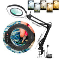 72-LED 8X/10X USB Illuminated Magnifying Lamp — 3-Color Adjustable LED Magnifier with Clamp for Soldering, Crafts, Repair & Skincare