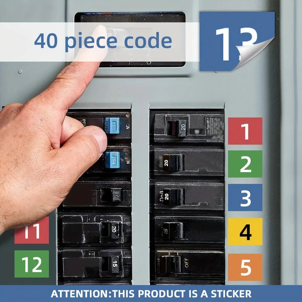 Circuit Breaker Label Kit with Marking Panel — Handwritten Electrical Panel Stickers (1–10, N, T, R, S)