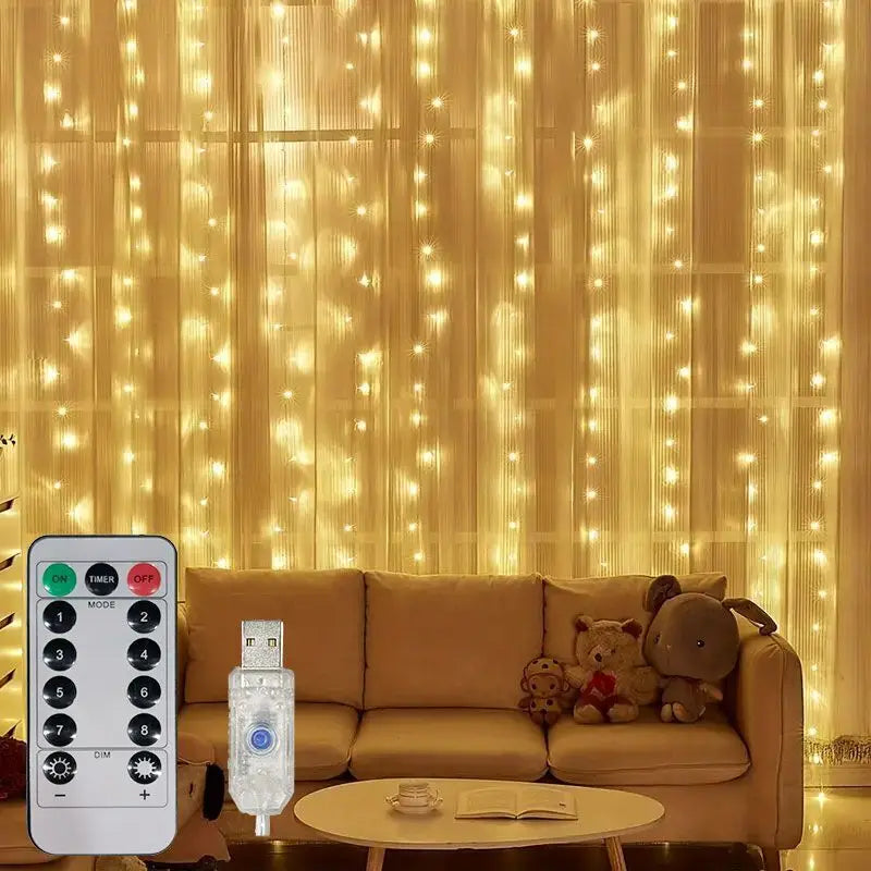 LED Fairy Curtain String Lights 3/4/6M (9.8/13.1/19.7 ft) USB Remote 8-Mode Multicolor Warm White Holiday Decor
