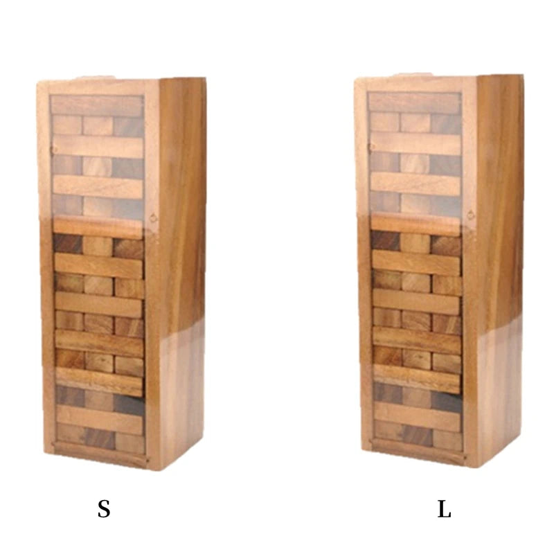 Wood Tumbling Tower Game 48/54-Block Wooden Stacking Game for Family, Parties & Outdoor Play