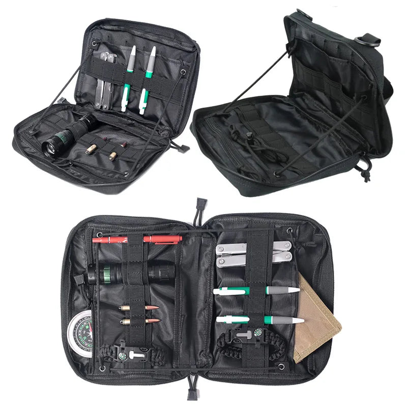 FanzyMarket MOLLE Tactical Tool Pouch in waterproof 1000D nylon, compact medical utility bag with adjustable straps.